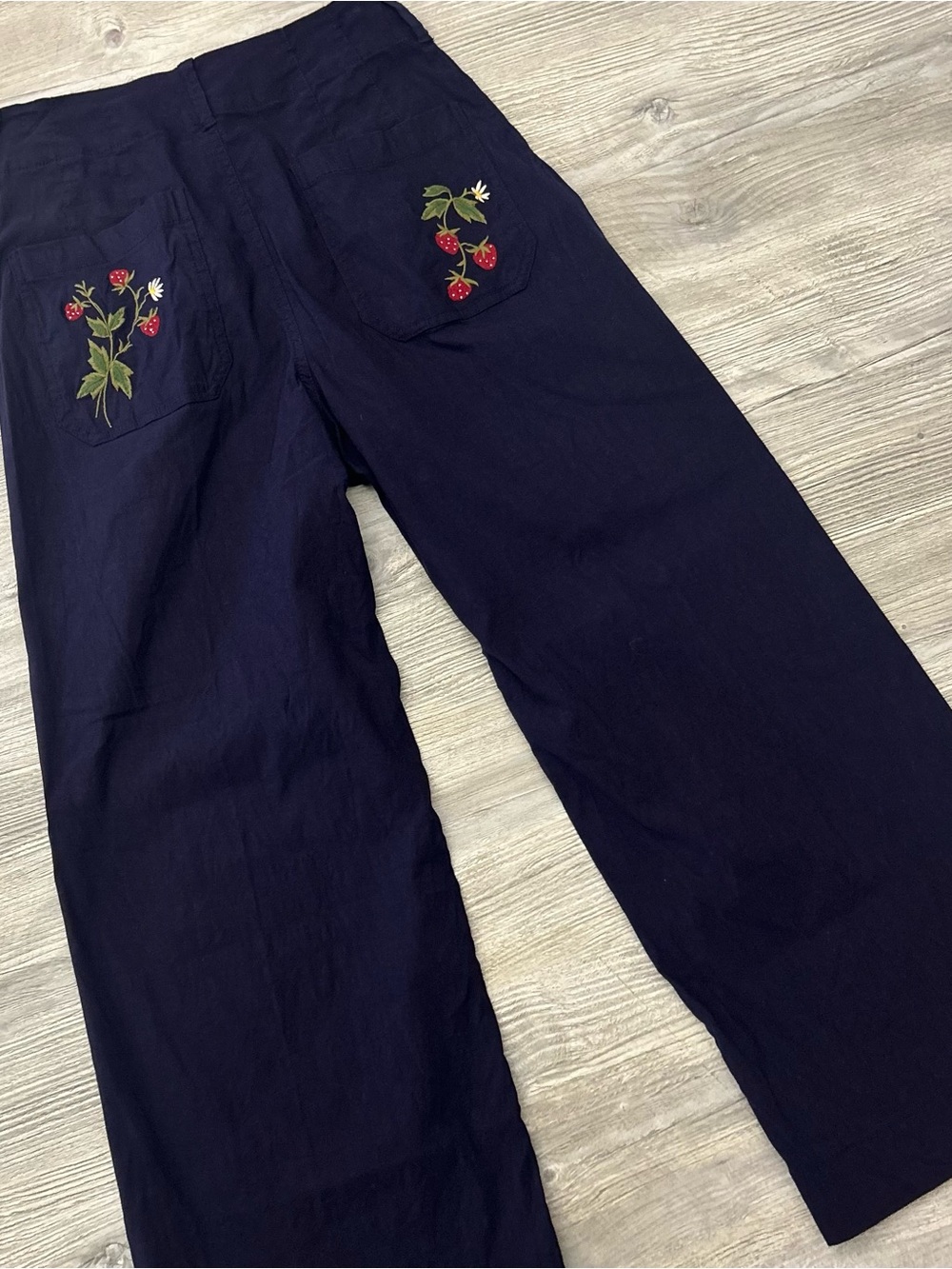 Maeve by Anthropologie The Colette Embroidered Strawberry Edition 28 Crop Wide
